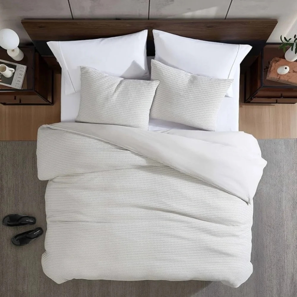 Kenneth Cole Solid Waffle Duvet Cover Set King